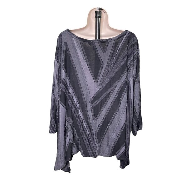 Simply Vera Woman Frayed Edge Strip Blouse Handkerchief Hem Dress Plus Size 3X u - Picture 5 of 8